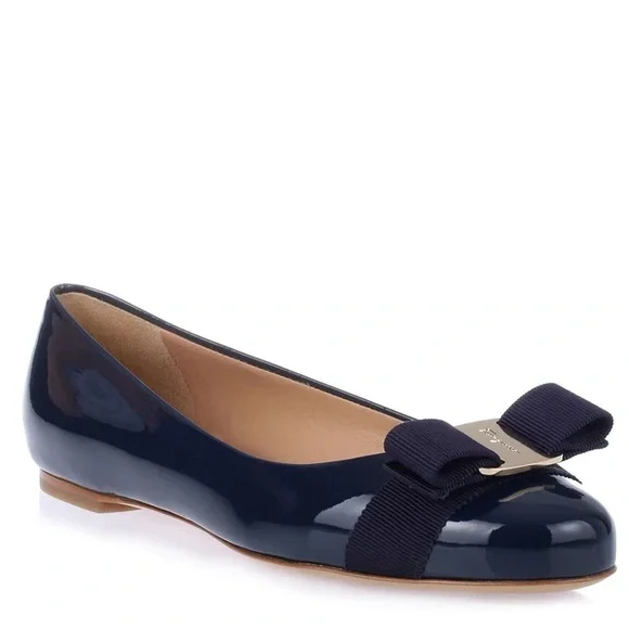 Salvatore Ferragamo Navy Blue Flats - Picture 1 of 10
